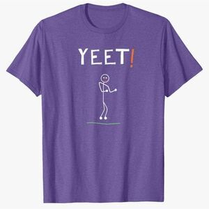 🔸️Purple "Yeet!" Stick Figure Short Sleeve Shirt Men's Small